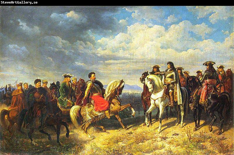 Artur Grottger King Jan III Sobieski meets emperor Leopold I near Schwechat